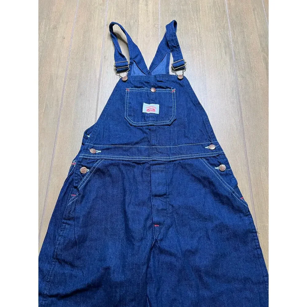 Vintage Round House Denim Overalls USA Cotton‎ Bib Carpenter Workwear Sz S/M